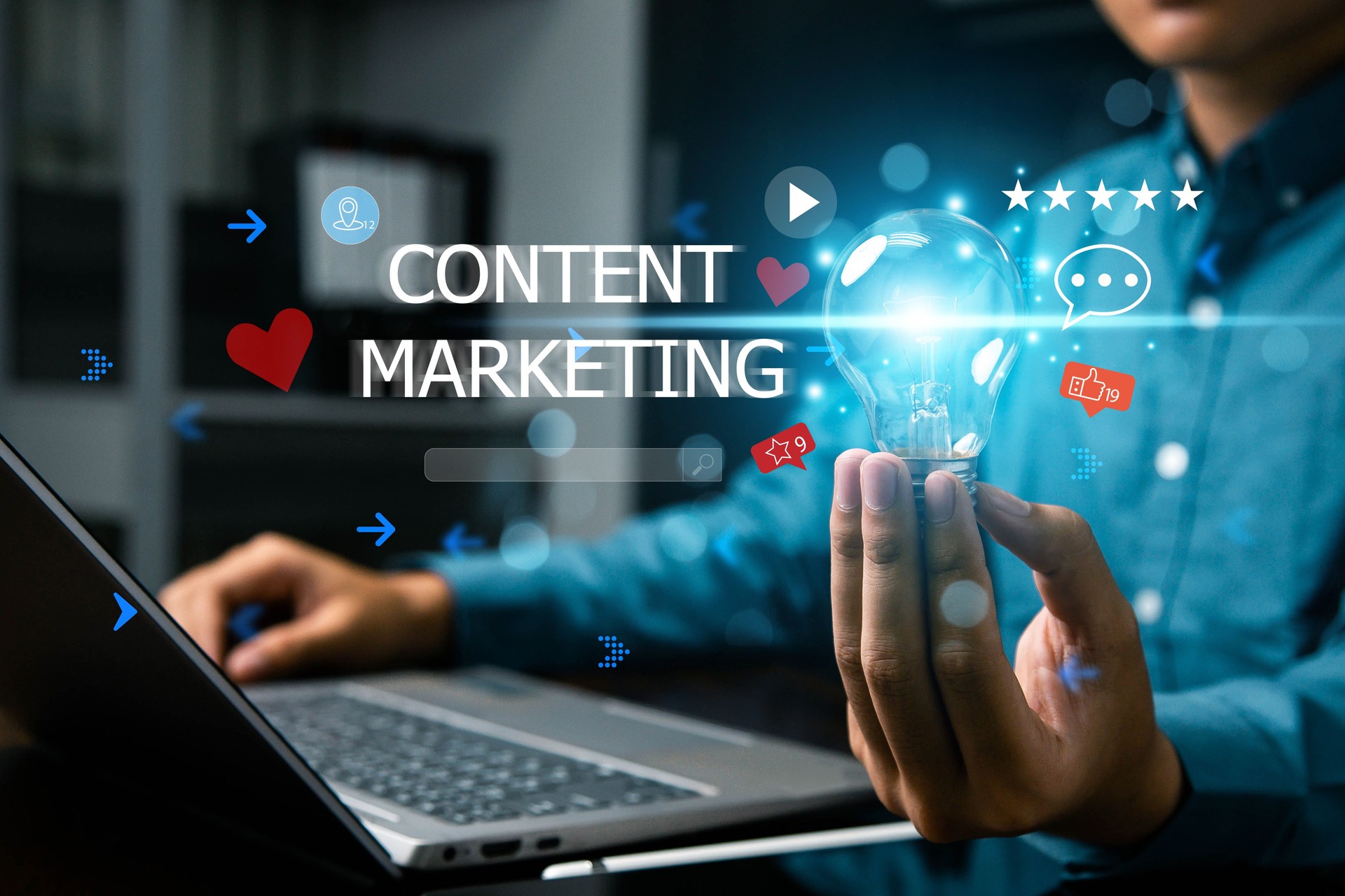 Content marketing concept. Digital marketing strategy idea concept. Business, Technology, Internet and network concept. Creative idea with technology online for earning profit.